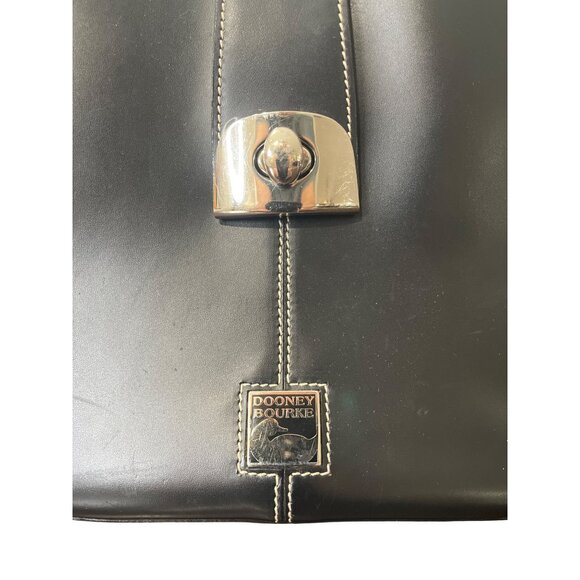 Dooney Bourke Black Crescent Shoulder Bag Y2K Smooth Leather Hobo - Picture 2 of 8